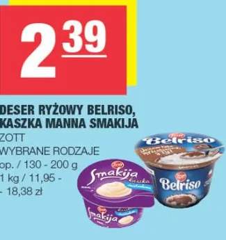 Deser ryżowy Belriso, kaszka manna Smakuła