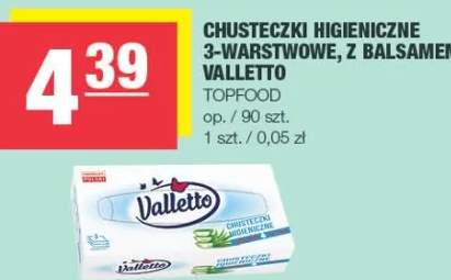 Chusteczki higieniczne 3-warstwowe, z balsamem Valletto