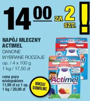 Napój mleczny Actimel wybrane rodzaje