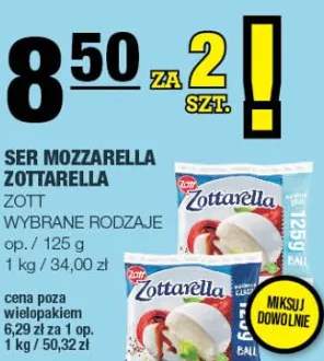 Ser mozzarella Zottarella wybrane rodzaje