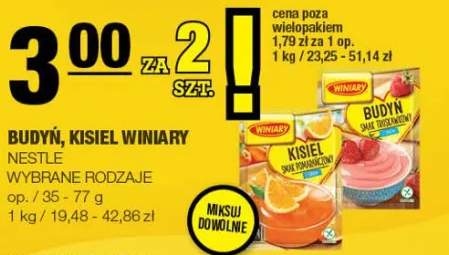 Budyń, kisiel wybrane rodzaje