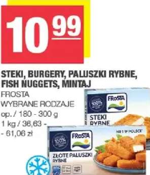 Steki, burgery, paluszki rybne, fish nuggets, mintaj