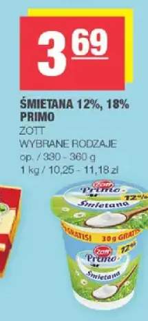 Śmietana 12%, 18% primo