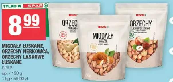 Migdały łuskane, orzechy nerkowca, orzechy laskowe łuskane