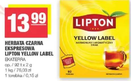 Herbata czarna ekspresowa Lipton Yellow Label