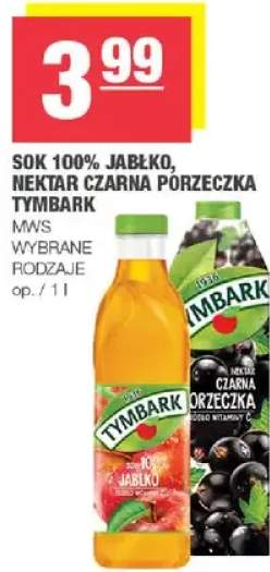 Sok 100% jabłko, nektar czarna porzeczka Tymbark