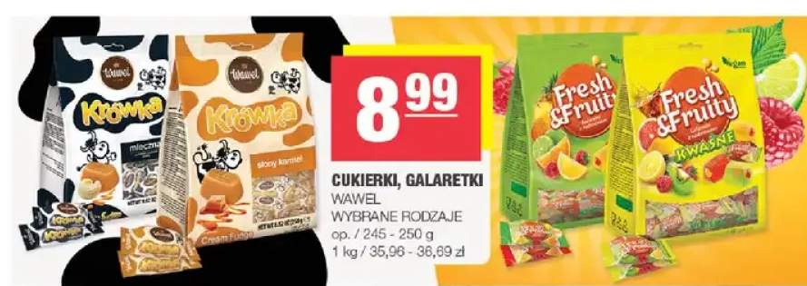 Cukierki, galaretki wybrane rodzaje