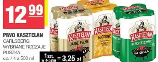 Piwo Kasztelan Carlsberg wybrane rodzaje puszka