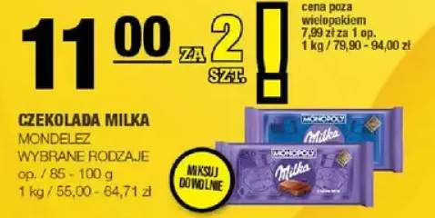 Czekolada Milka Mondelez wybrane rodzaje
