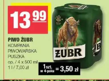 Piwo Żubr puszka 4-pak 500ml