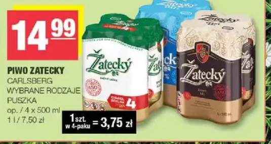Piwo bezalkoholowe Zatecky 0.0% puszka 4-pak 500ml
