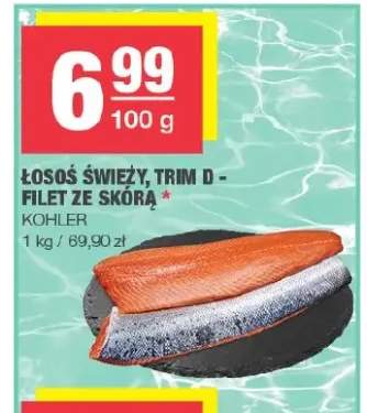 Łosoś świeży trim D filet ze skórą Kohler