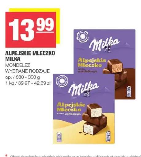 Alpejskie Mleczko o smaku czekoladowym Milka +1 wariant