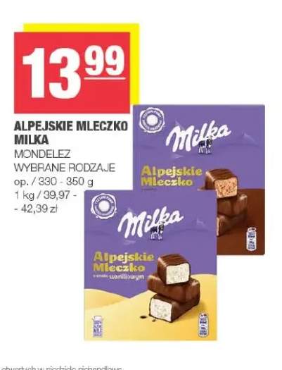 Alpejskie Mleczko Milka o smaku waniliowym +1 wariant