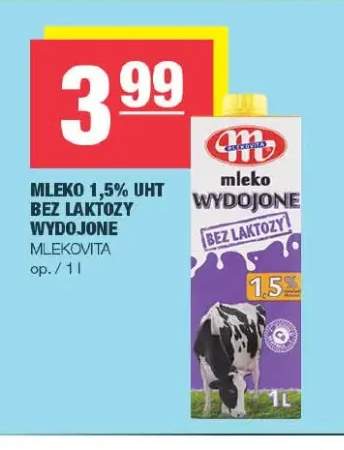 Mleko UHT bez laktozy Wydojone Mlekovita 1,5%
