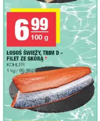 Łosoś świeży trim D filet ze skórą Kohler