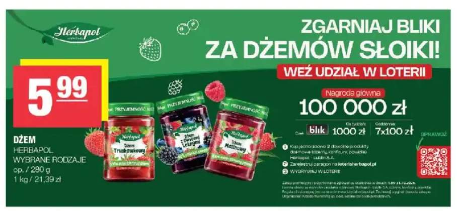 Dżem truskawkowy Herbapol +2 warianty